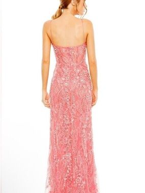 Mac Duggal Pink Strapless Lace Evening Gown